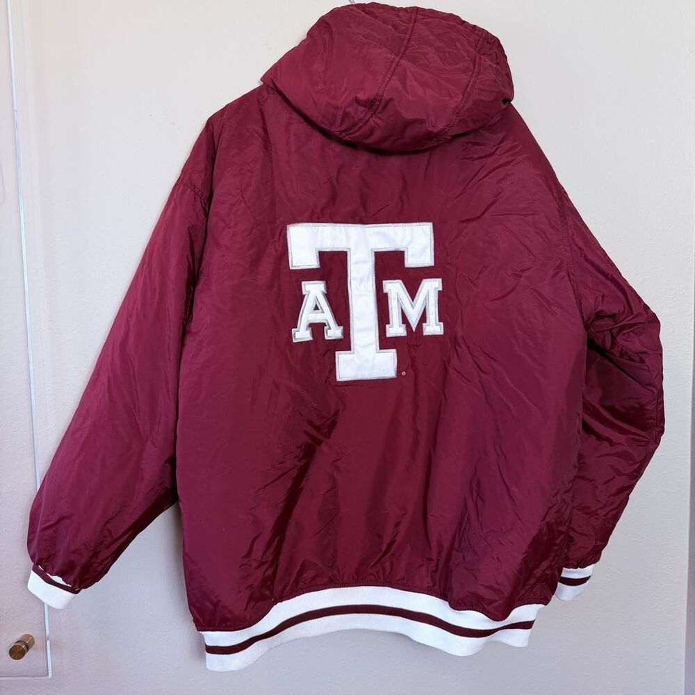 Texas A&M Aggies Champs Elite Jacket Mens XL Maroon Puffer Hooded Vintage